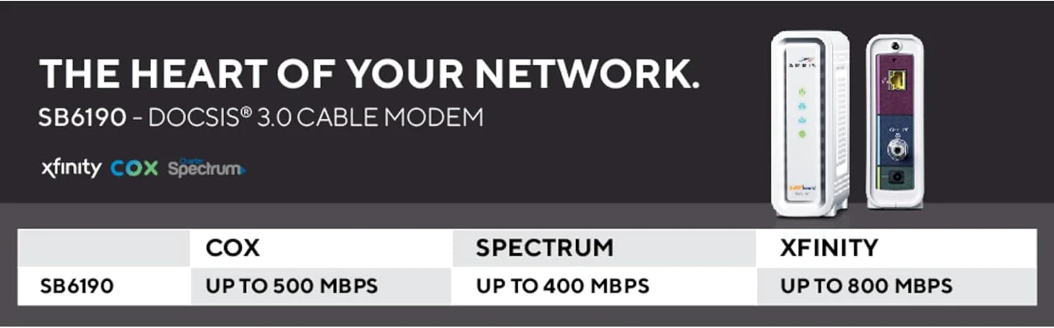 Arris SB6190 SURFboard Cable Modem DOCSIS 3.0 32x8 Gigabit 1 Gbps Port 800 Mbps Max Speed - Certified Refurbished - Image 6