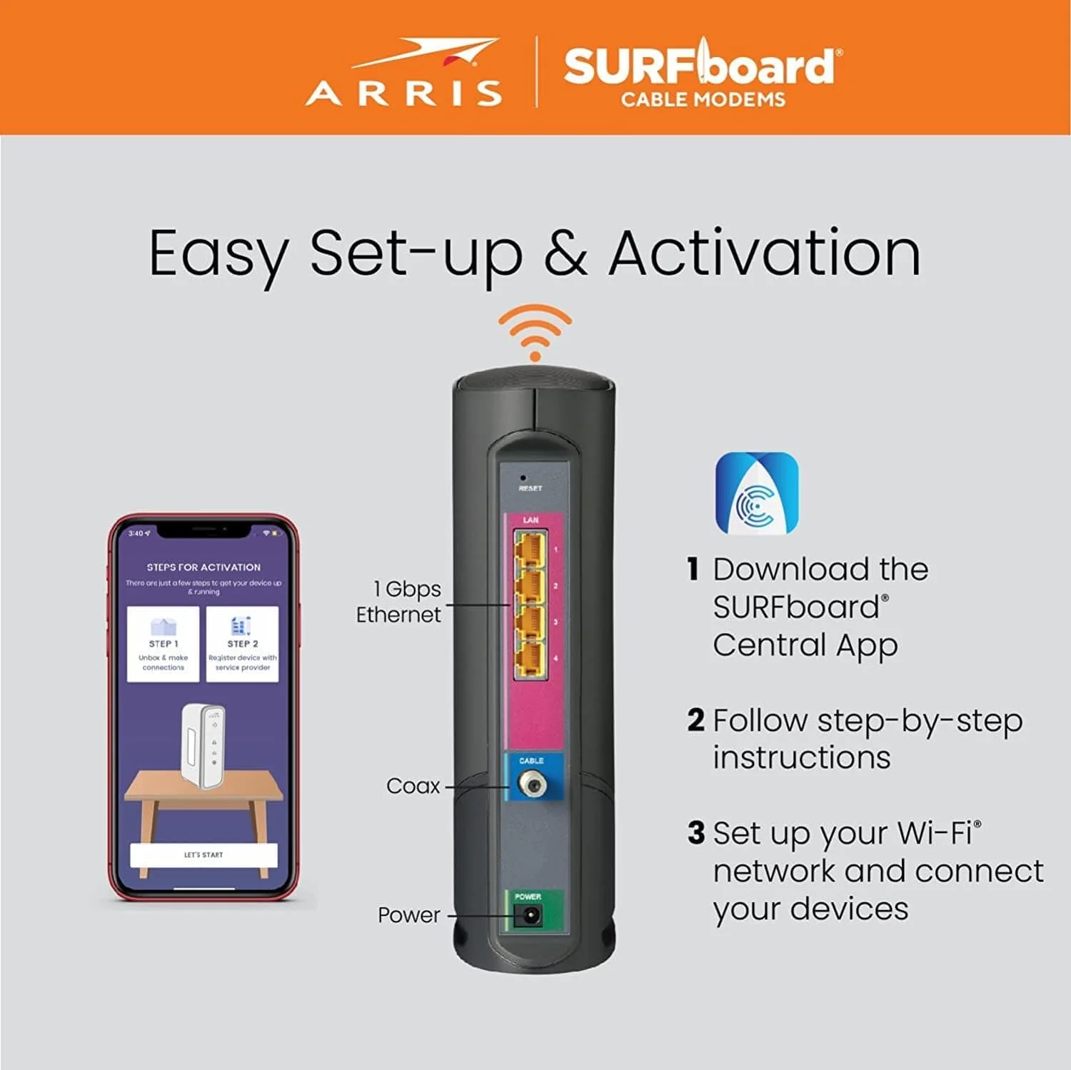 Arris G34 SURFboard Cable Modem Router Combo DOCSIS 3.1 Gigabit WiFi 6 AX3000 1 Gbps - Certified Refurbished - Image 8