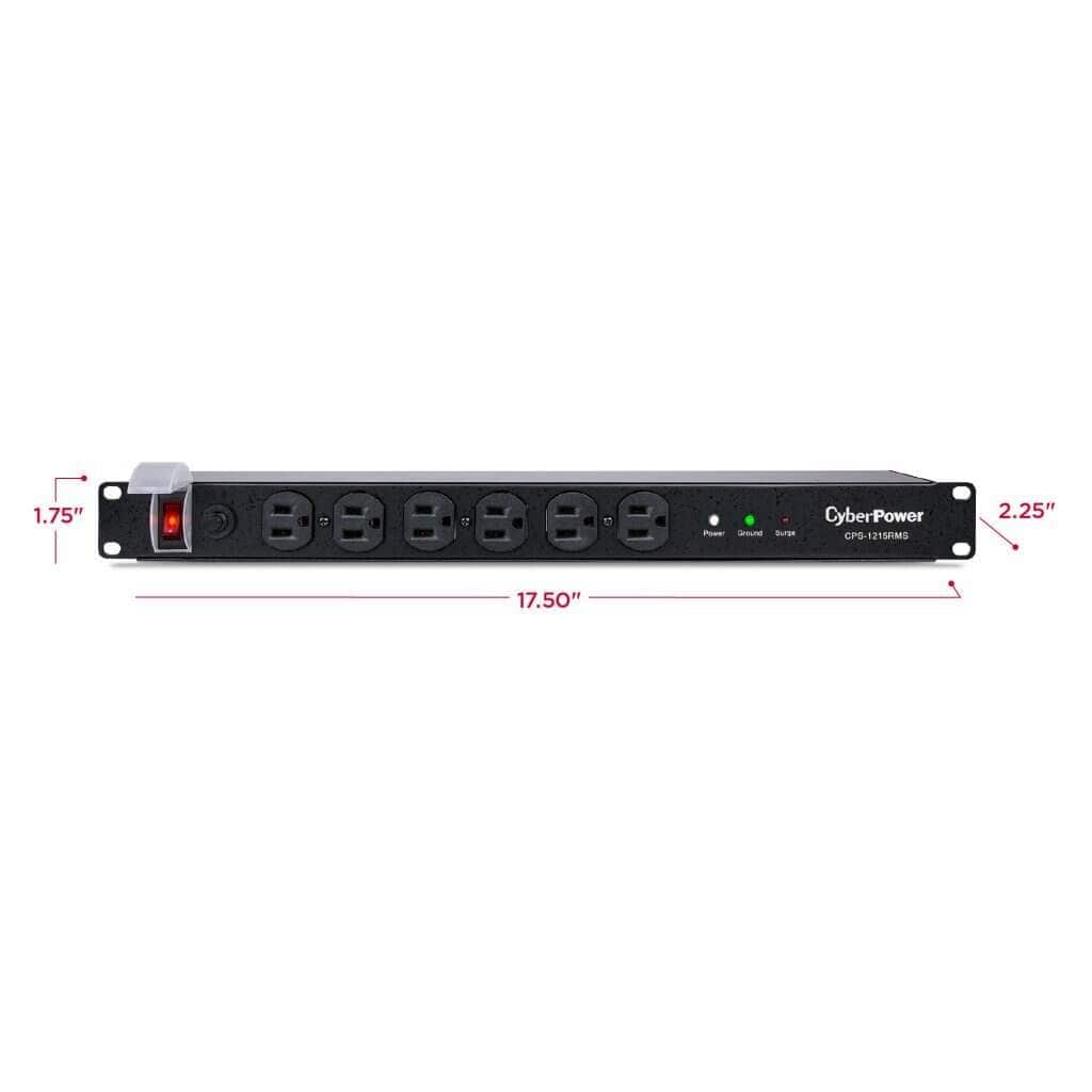 CyberPower Surge Protector, 120V/15A, 12 Outlets, 15 ft Power Cord, 1U Rackmount - Certified Refurbished - Image 4