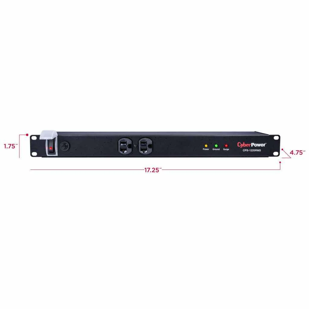 CyberPower Surge Protector, 120V/20A, 12 Outlets, 15 ft Power Cord, 1U Rackmount - Certified Refurbished - Image 4