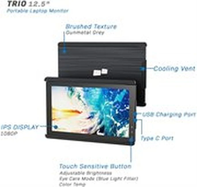 Mobile Pixels Trio Portable Monitor for Laptops, 12.5'' Full HD IPS Screens, USB C/USB A Dual or Triple Displays, Windows/OS/Android/Nintendo Switch (One Monitor Only) - Certified Refurbished - Image 4