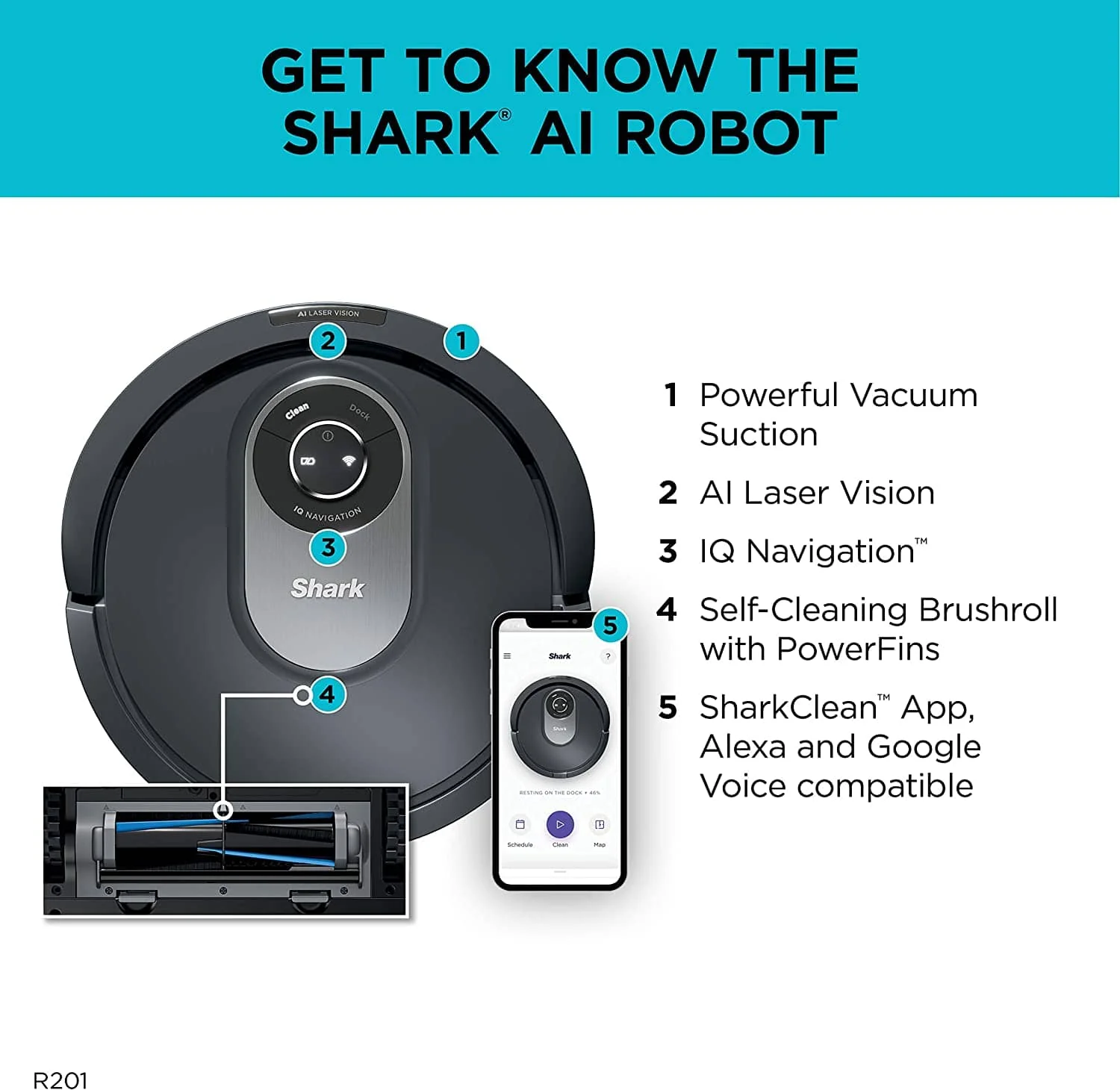 Shark Smart Mapping, Scheduling, Pet Hair Pick Up, Logical Navigation Carpet AI Robot Vacuum, Black/Silver - Open Box - Image 4