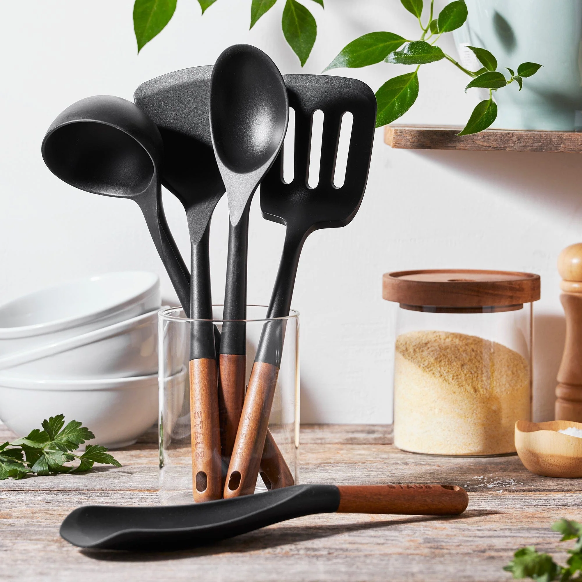 Staub Silicone with Wood Handle 5-pc Cooking Utensil Set - Image 3
