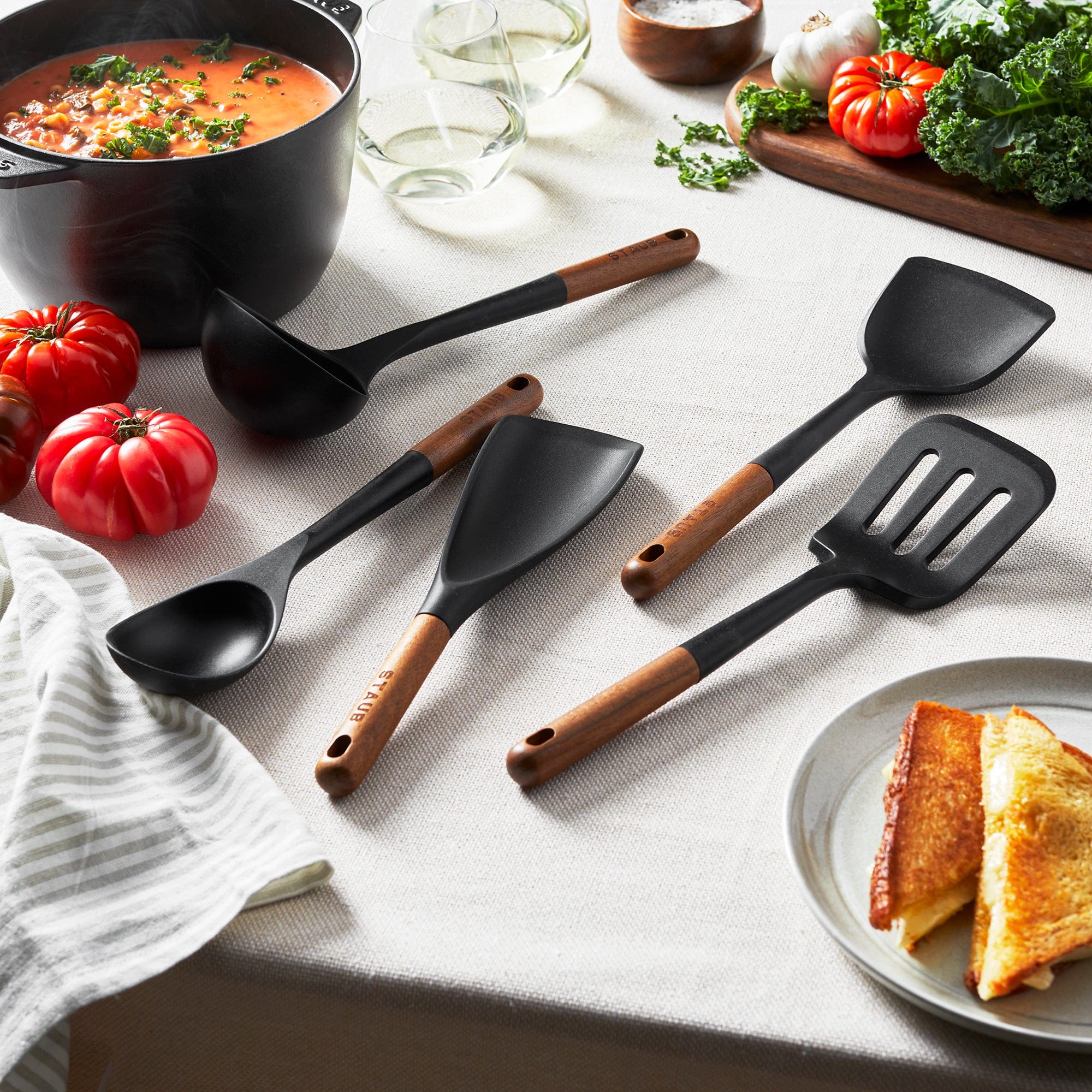 Staub Silicone with Wood Handle 5-pc Cooking Utensil Set - Image 4