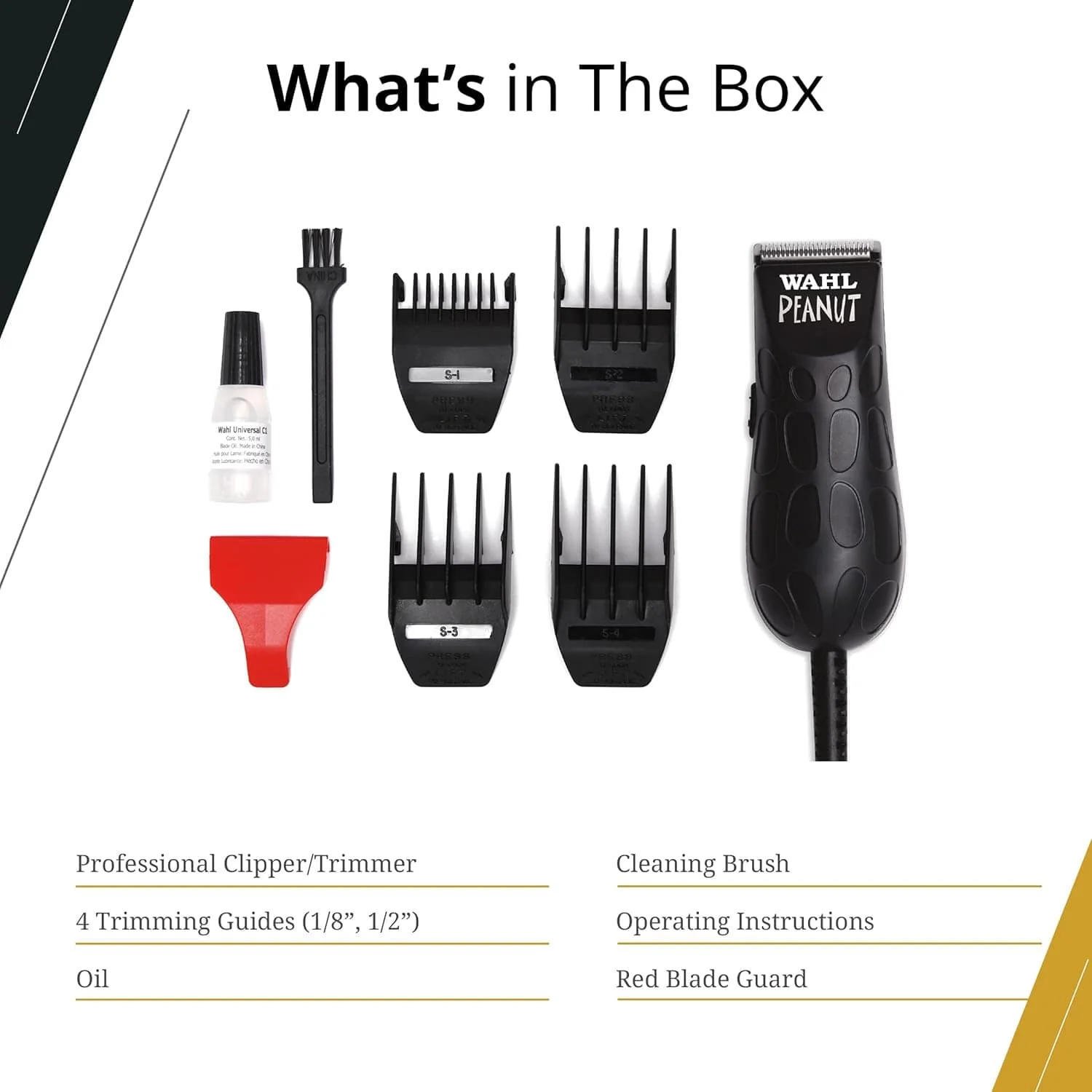 Wahl Professional Peanut-Grip Hair + Beard Trimmer Clipper, Corded, Black - Image 6